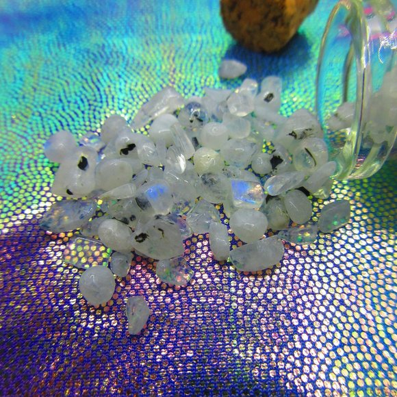 Rainbow Moonstone Gemstone Chips In A Bottle Embellishments Natural - Picture 1 of 3